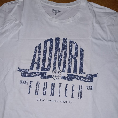 Admiral white t-shirts new, size XL, set of 2