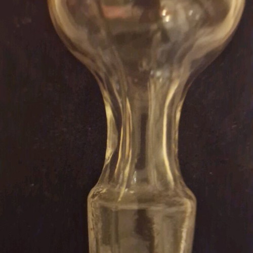Glass carafe 1963 like new with gilded decoration and stopper