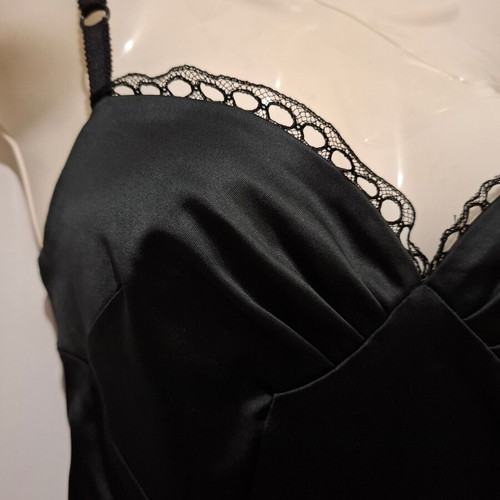 Dolce & Gabbana Black Satin-Look Cocktail Mini Dress IT 40 like new
