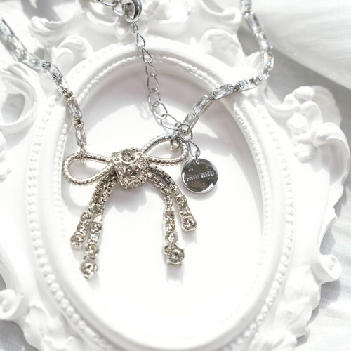 Vintage Miu Miu silver necklace with bow like new