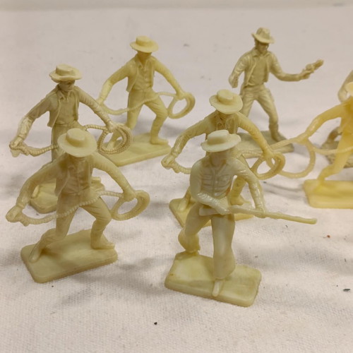 Vintage cowboy and indian toy soldiers used, all together