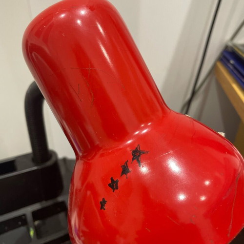 Desk lamp used with flexible arm in red color
