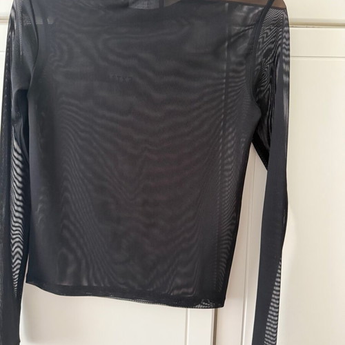 Bershka mesh blouse with Extraordinary letters new, black, XS