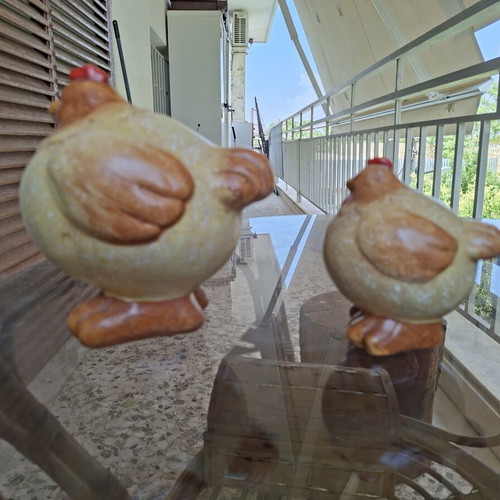 Ceramic chicken set like new, mother and child, 19cm & 11.5cm