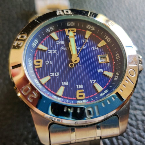 North Eagle wristwatch used with day counter and phosphorescent hands