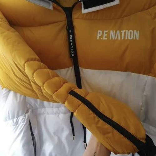 P.E Nation Full Court Jacket used women's winter parka white and yellow