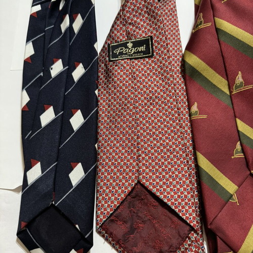 Vintage tie set of 4 used, Pagoni Maison de Couture and retro prints
