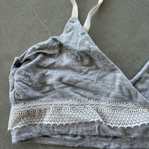 H&M Grey Jersey Bralette with Lace Trim like new