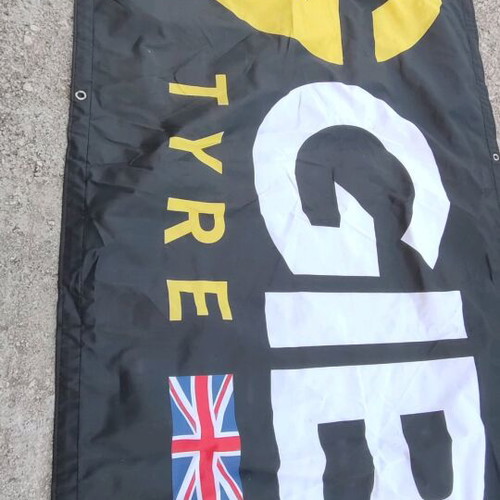 Banner Gibson tyres enduro 290x70 used for garage decoration