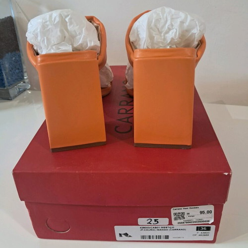 Carrano orange heeled sandals like new, size 36, 10 cm heel