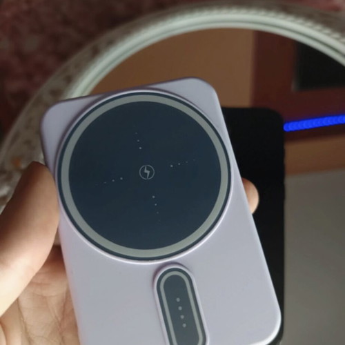Purple Magnetic Power Bank with Wireless Charging
