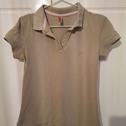 Piazza Italia Polo Shirt new, beige with pink details, size L