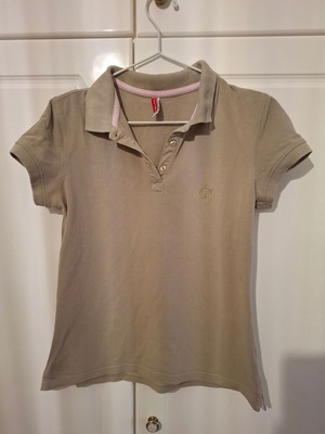 Piazza Italia Polo Shirt new, beige with pink details, size L
