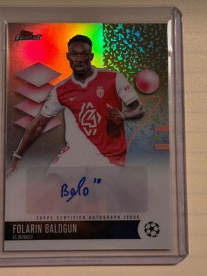 Topps Finest Folarin Balogun AS Monaco autograph card like new