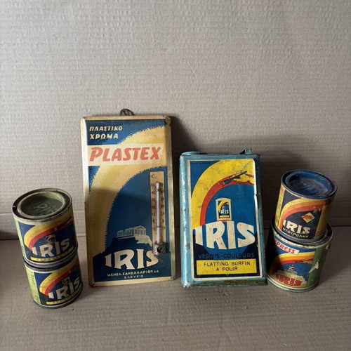 Iris thermometer and 5 metal tins set