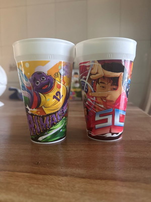 McDonald's collectible cup set with football designs, new, 2 pcs