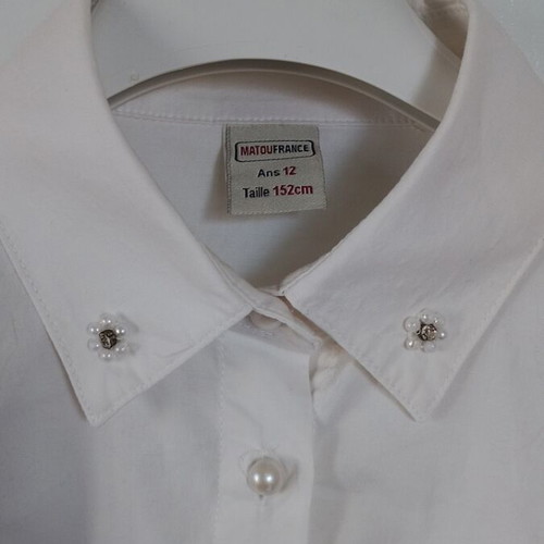 Matoufrance white shirt with collar details and pearl buttons like new