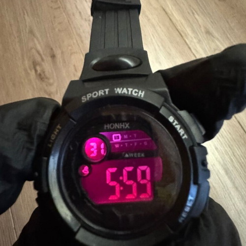 Digital Sport Watch new, men's black with rubber strap