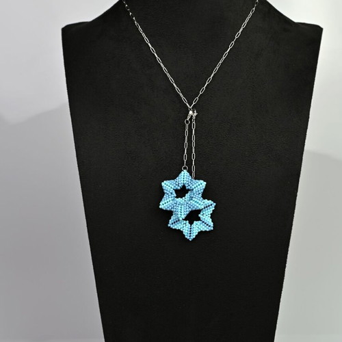 Necklace Two Stars in Blue made to order