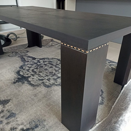 Dining table like new, black solid African wood, 2m x 90cm