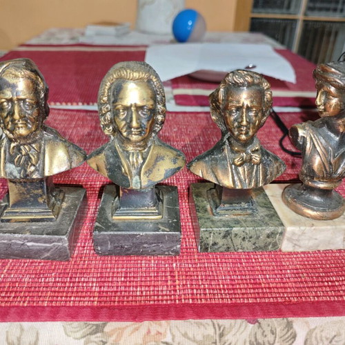 Vintage bronze busts set of 4 used decorative figurines