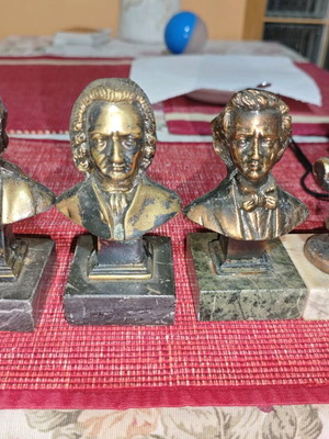 Vintage bronze busts set of 4 used decorative figurines