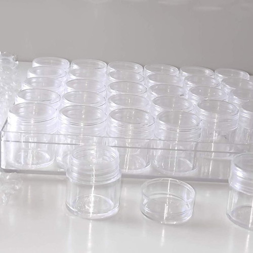 Acrylic case with 30 empty jars new for rhinestones, glitter, earrings