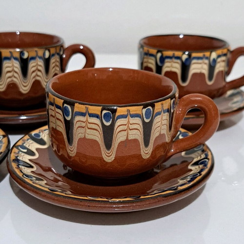 Coffee set ceramic cups and saucers 11 pcs new