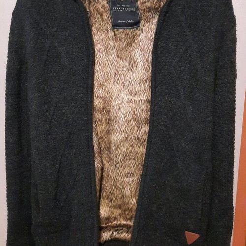 Funky Buddha fur jacket small used, gray-anthracite