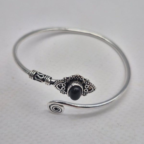 Black Tourmaline Silver Plated Adjustable Bracelet new