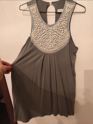 Blouse with pearls like new, gray, size L