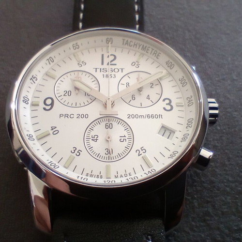 Tissot PRC 200 Chronograph men's watch like new, white and silver