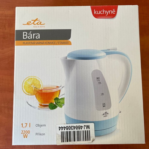 ETA Bara kettle 1.7lt 2200W new, grey-white