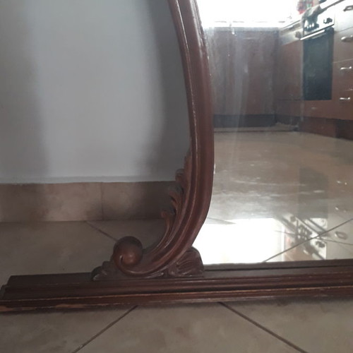 Wooden carved mirror used 98x98 cm with support base