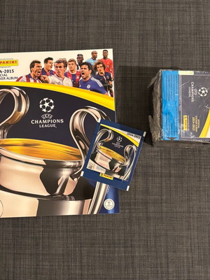 Panini Champions League 2014-2015 album and box with 50 packets in excellent condition
