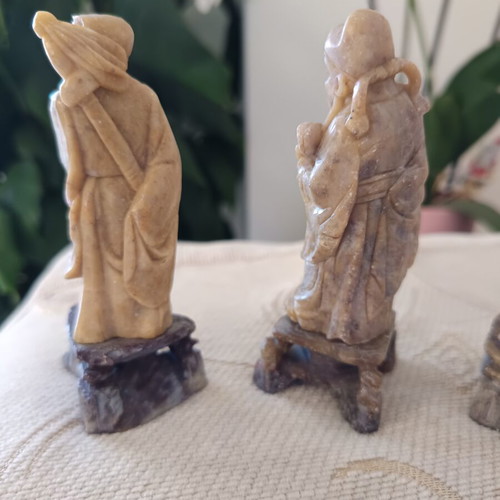 Feng Shui Three Wise Men soapstone figurines like new