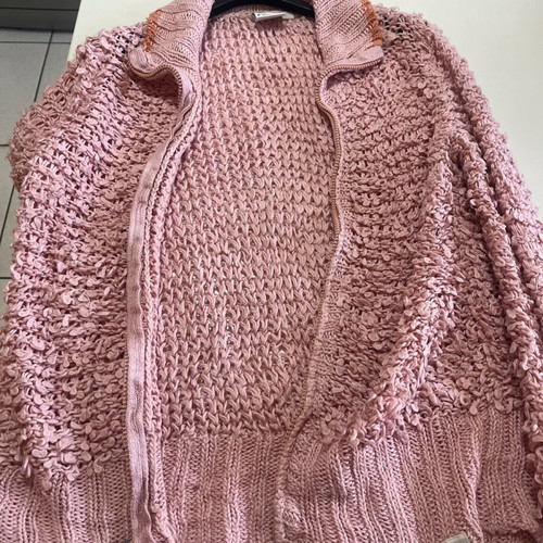 Vintage Roxy women's cardigan L used, pink with orange details