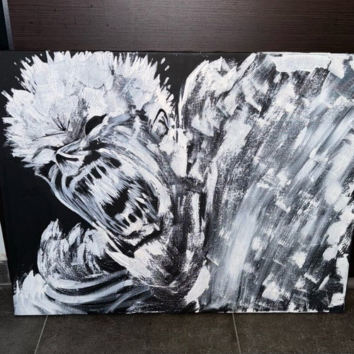 Berserk anime manga canvas 60x80cm black frame with white acrylic