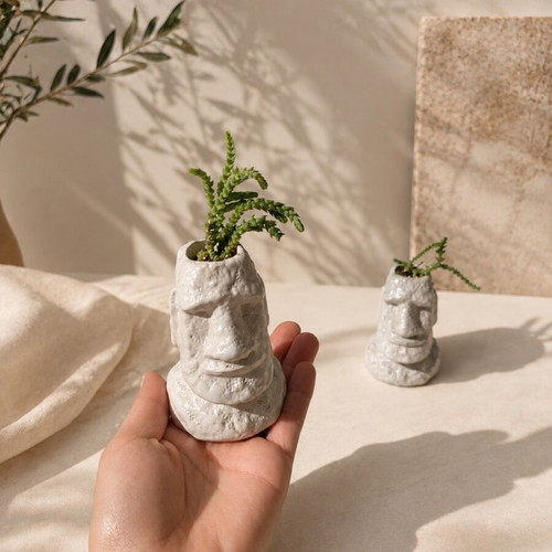 Handmade Mini Cement Planters Totem, new, minimal decor