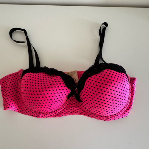 Pink polka dot bra like new with detachable strap size 75B