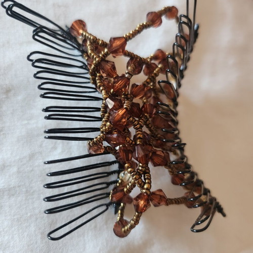 Elastic hair comb with beads for bun new