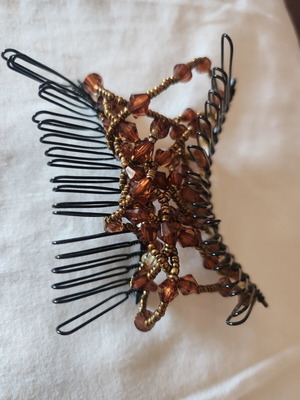 Elastic hair comb with beads for bun new