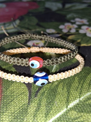 Macrame bracelet set with evil eye beads, adjustable size