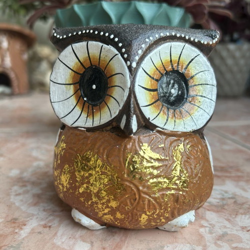 Wooden decorative owl, 11 cm height