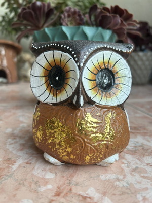 Wooden decorative owl, 11 cm height