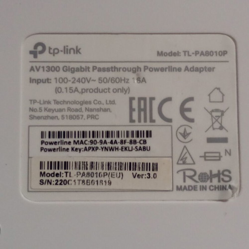 TP-Link powerline adapter TL-PA8010P used, broken