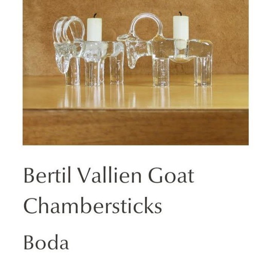 Kosta Boda Jylbock crystal candlesticks pair by Bertil Vallien new