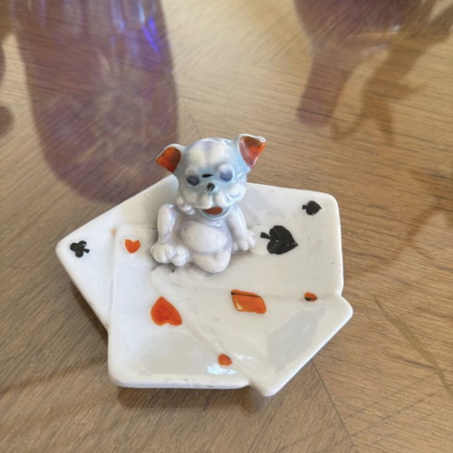 Vintage trinket dish dog used