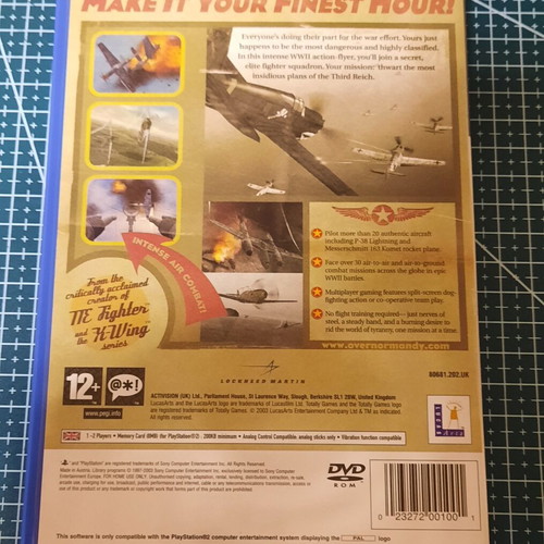 Secret Weapons Over Normandy PS2 Black Label used, complete in box