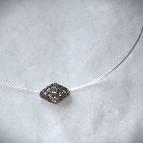 Μενταγιόν ασημένιο sterling silver 925 με ζιργκόνια και αόρατο κορδόνι καινούργιο minimal